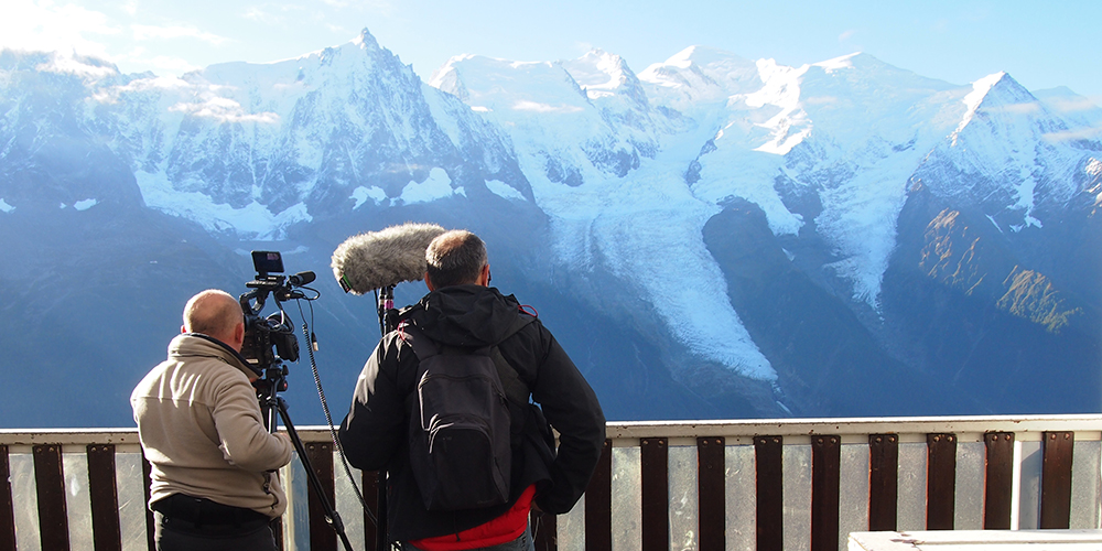 Tournage face au Mont-Blanc
